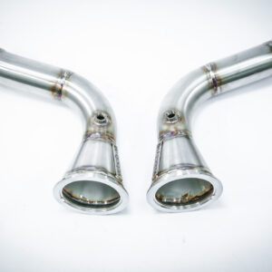 VelocityAP cat delete downpipes for Lamborghini Urus, Audi SQ7, SQ8, and RSQ8, designed for maximum exhaust flow and performance gains.