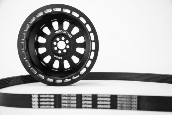 VelocityAP 209mm lightweight crank pulley with 7PK belt – dual pulley performance upgrade for supercharged engines